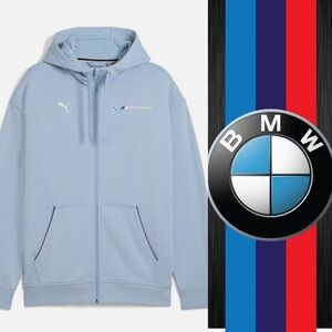 Size:XL🔥BMW PUMA Fleece Full Zip Hooded Sweatshirt | Blue Wash  $80